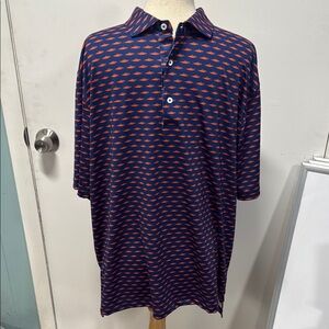 Turtleson Men's Navy and Orange Polo Shirt